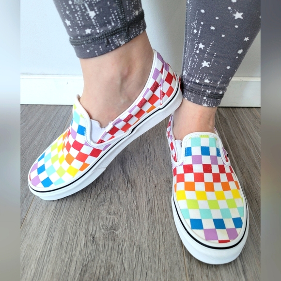 VANS  MULTICOLOR CHECKERBOARD WOMENS SLIP ON SHOES SIZE 6.5 or 5 Men's - Picture 2 of 6
